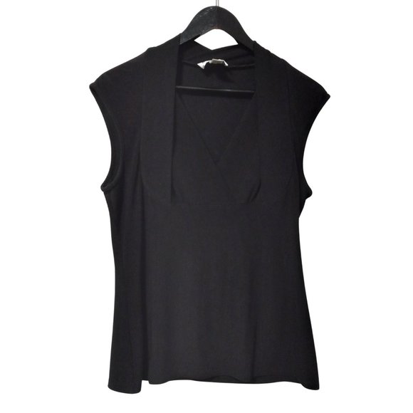 Joseph Ribkoff Tops - Joseph Ribkoff Black Contrast Wrap Sleeveless V-neck Minimalist Blouse